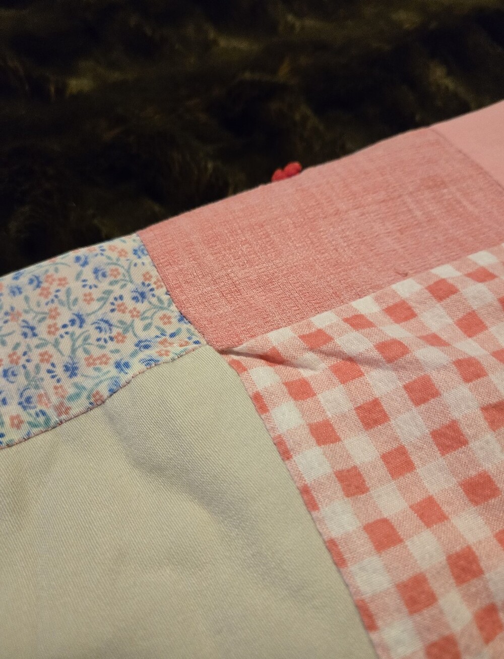 Handmade Patchwork Quilted Throw Blanket in Multicolor Squares Vintage 1980s - Picture 2 of 11